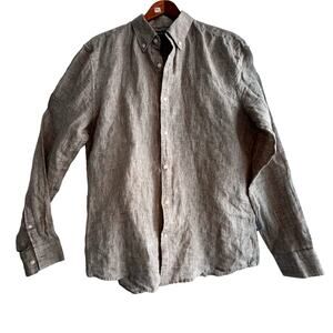 NWT Michael Kors | L | linen long sleeve button down shirt in chestnut